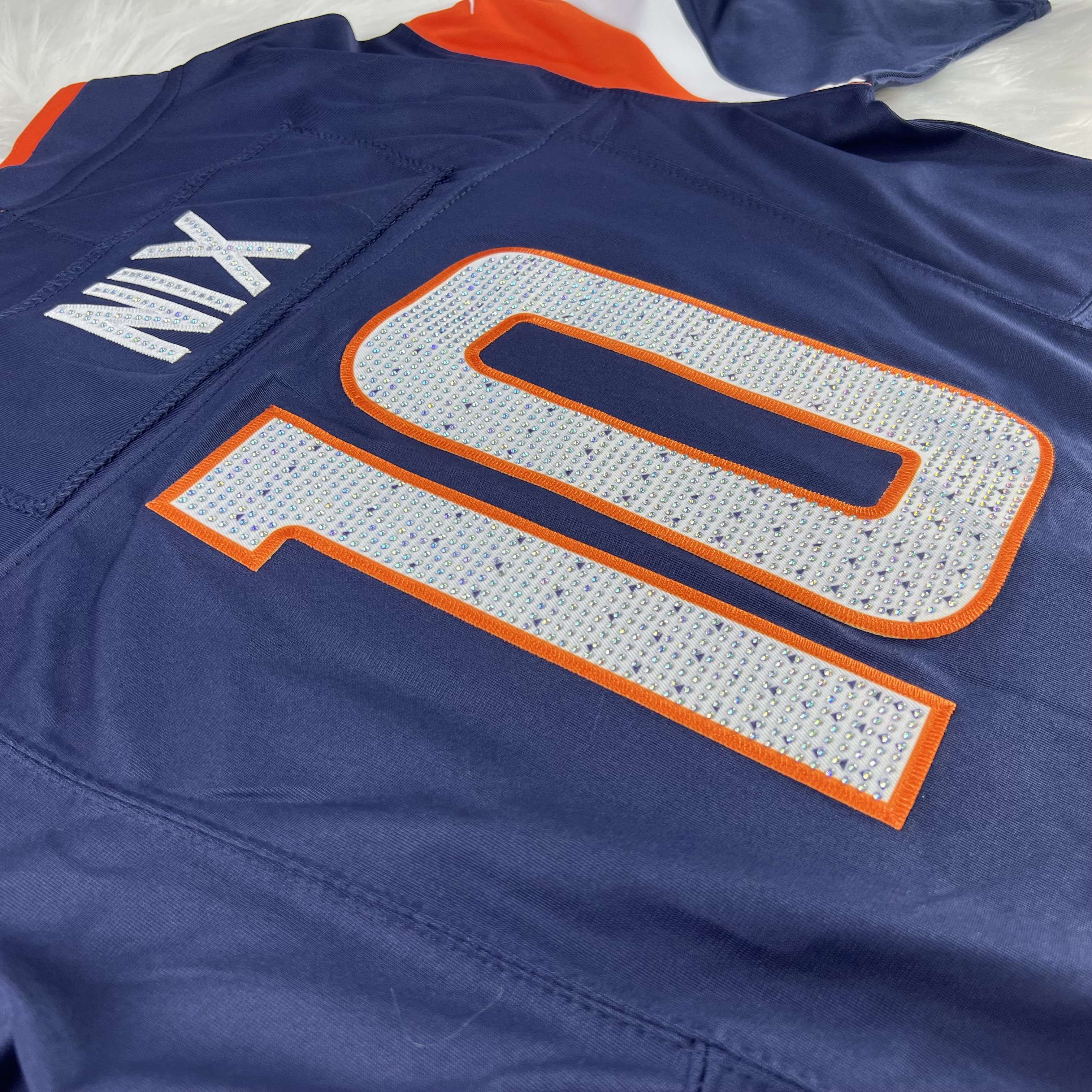 [Diamond-Studded Collector's Edition] Men's Denver Broncos Bo Nix Nike Navy Alternate Vapor F.U.S.E. Limited Jersey - Ujersey