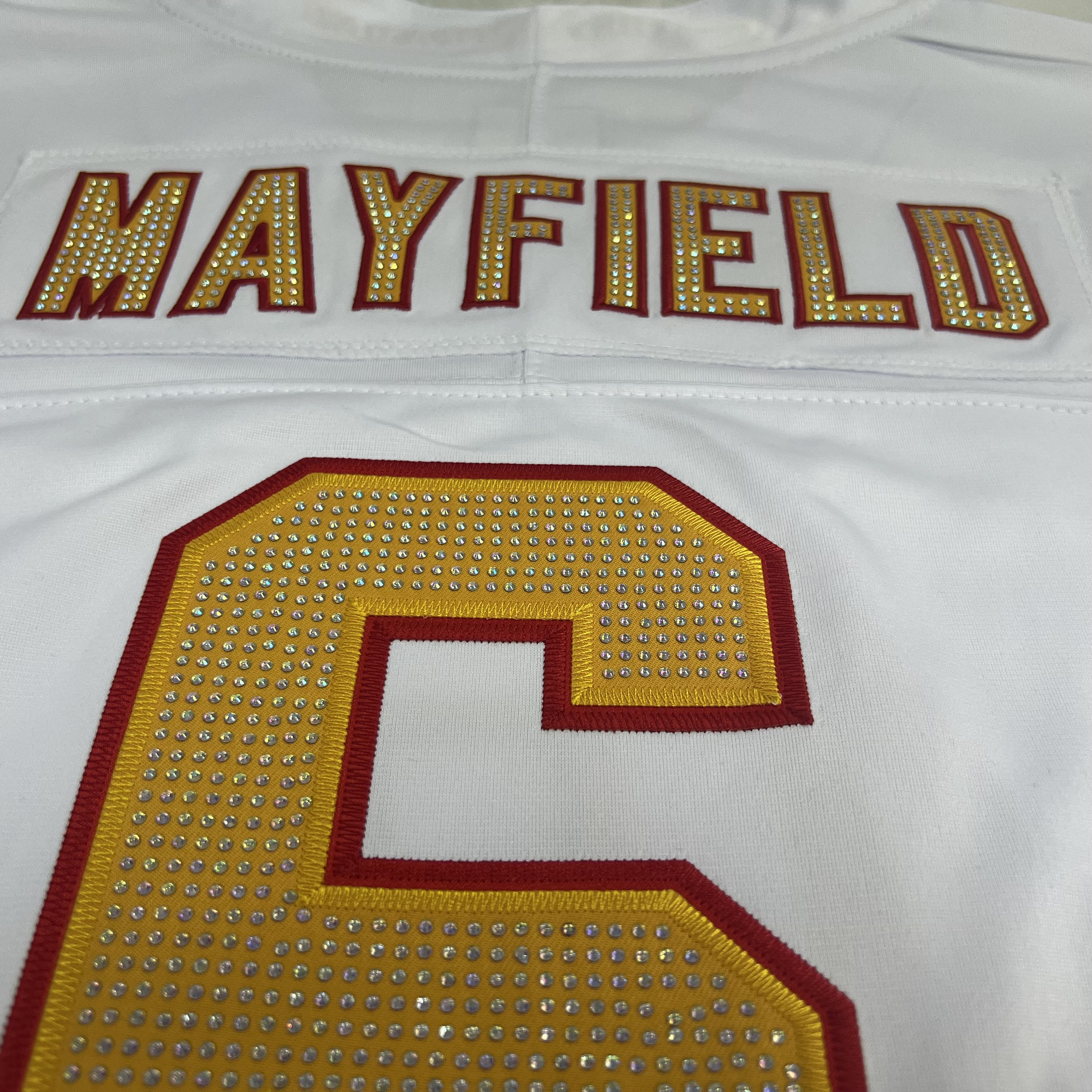 [Diamond-Studded Collector's Edition] Baker Mayfield '76 Tampa Bay Buccaneers  Vapor F.U.S.E. Player Limited Jersey - White - Ujersey