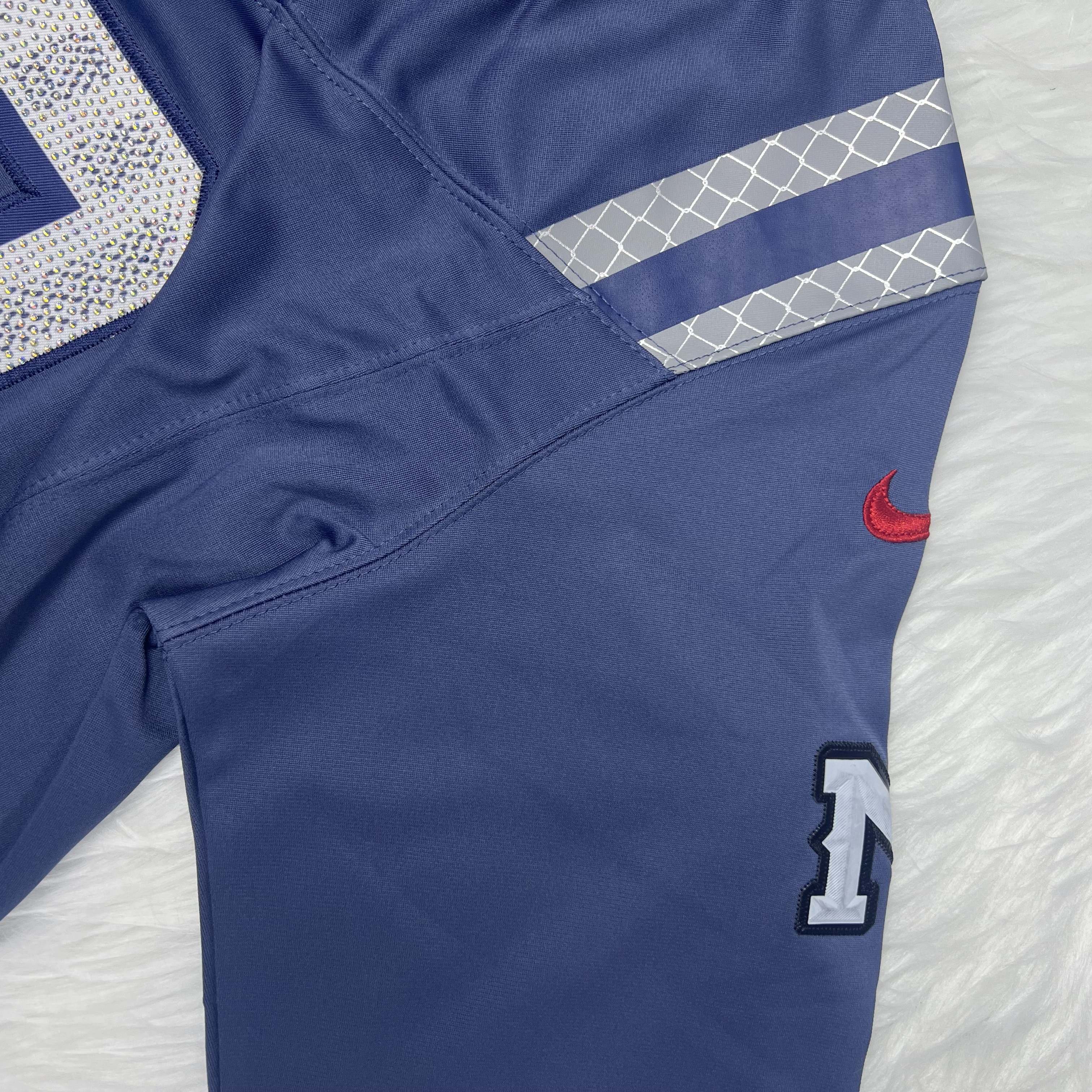 [Diamond-Studded Collector's Edition] New England Patriots Drake Maye Nike Storm Blue 2025 Rivalries Collection Game Jersey - Ujersey