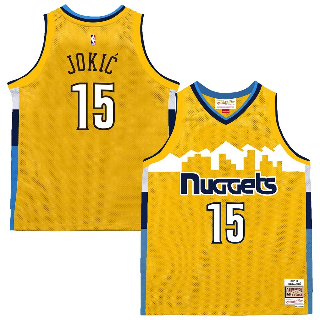 Men's Denver Nuggets Nikola Jokic Mitchell & Ness Yellow 2017-18 Swingman Jersey - Ujersey