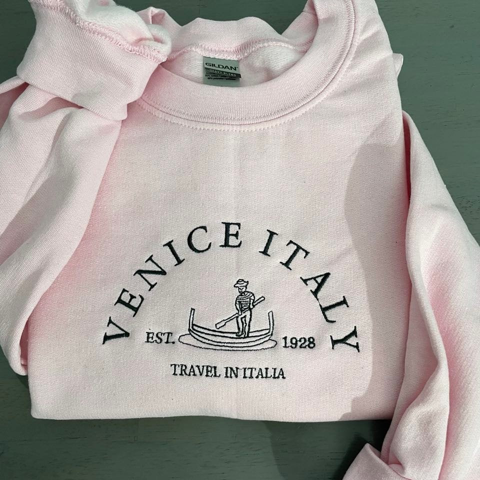 Venice Italy Letter Embroidered Sweatshirt