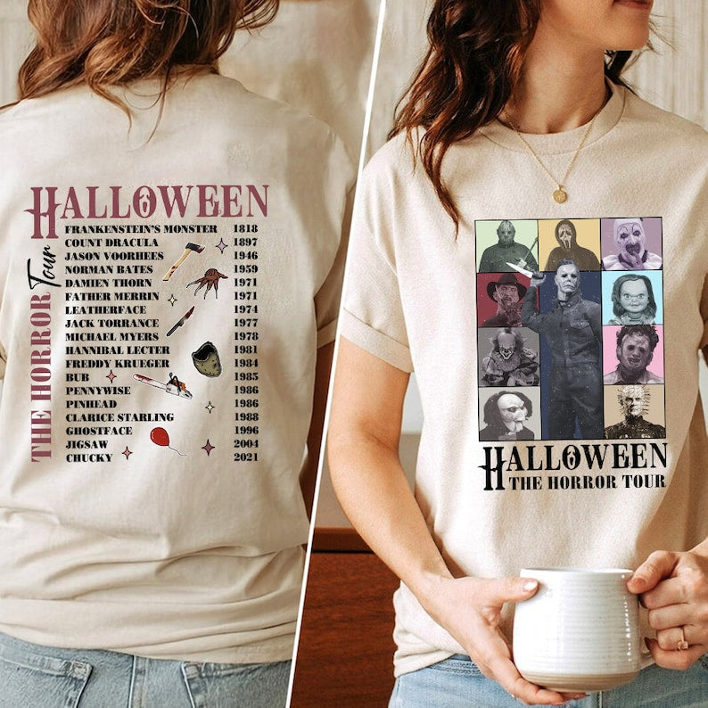 Retro Halloween Characters The Horror Tour T-shirt