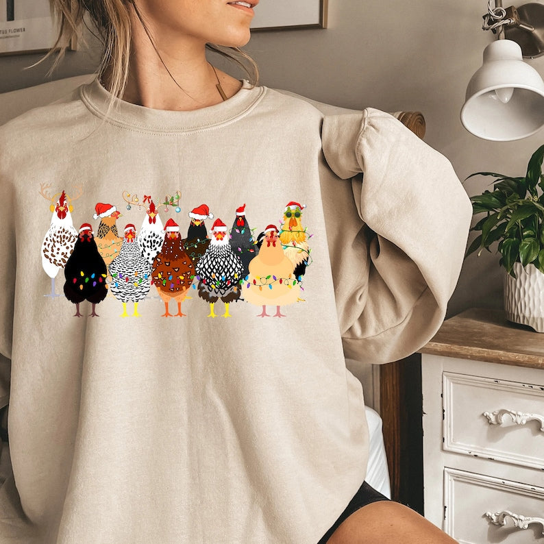 Chicken Christmas Lights Sweatshirt
