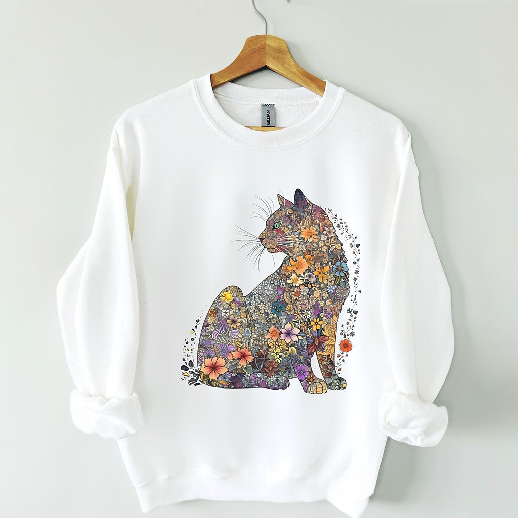 Floral Cat Mom Cat Lover Sweatshirt