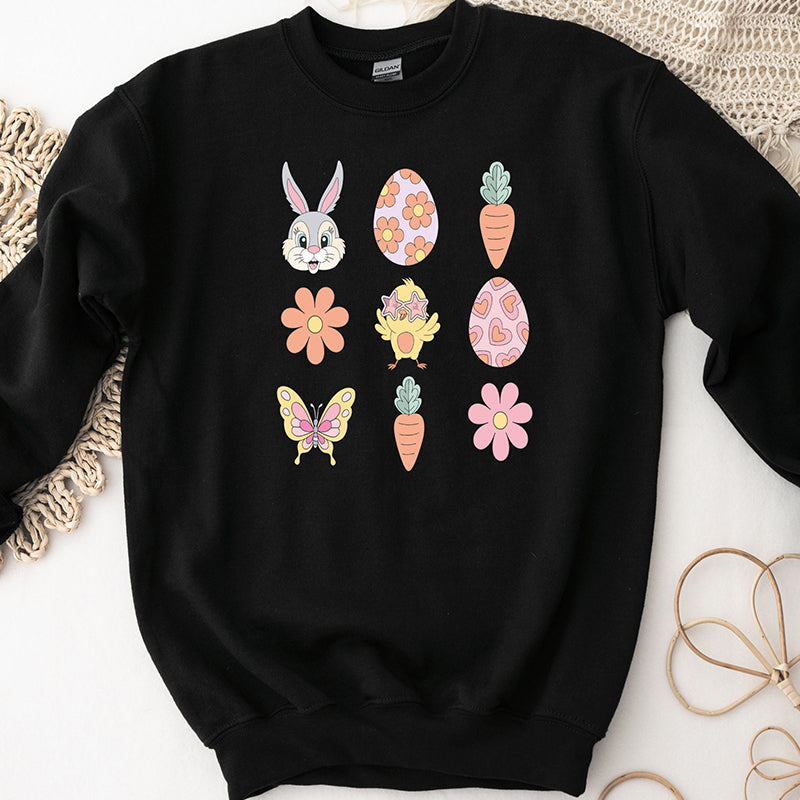 Happy Easter Elements Print Casual Sweatshirt