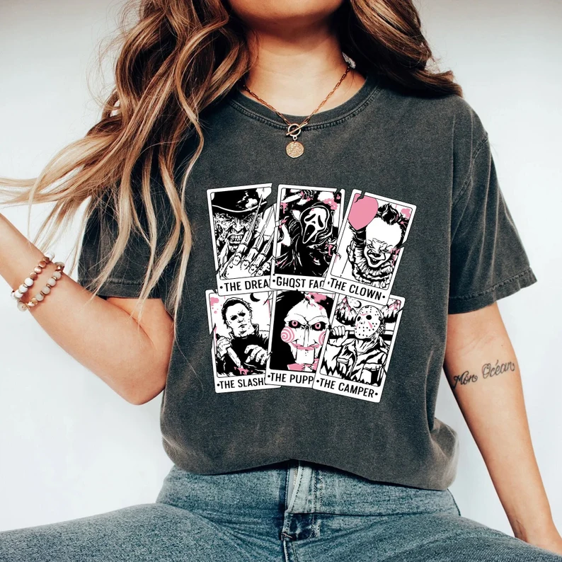 Vintage Horror Tarot Cards Mineral Wash Comfort Colors Shirt