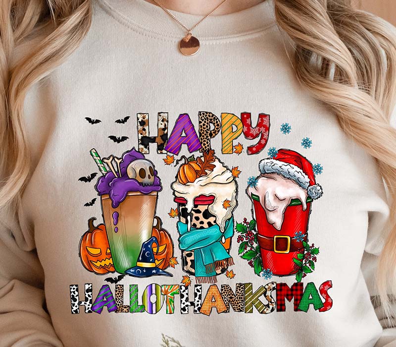 HalloThanksMas Holiday Season Sweatshirt