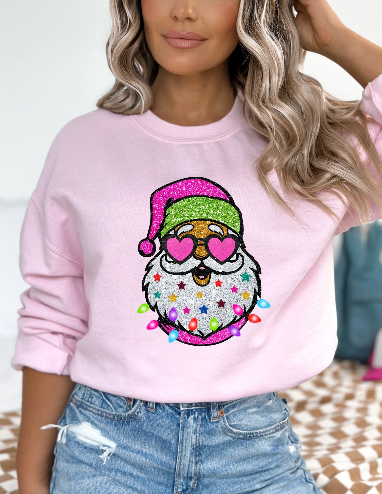 Santa with Sunglasses Trendy Sweatshirt