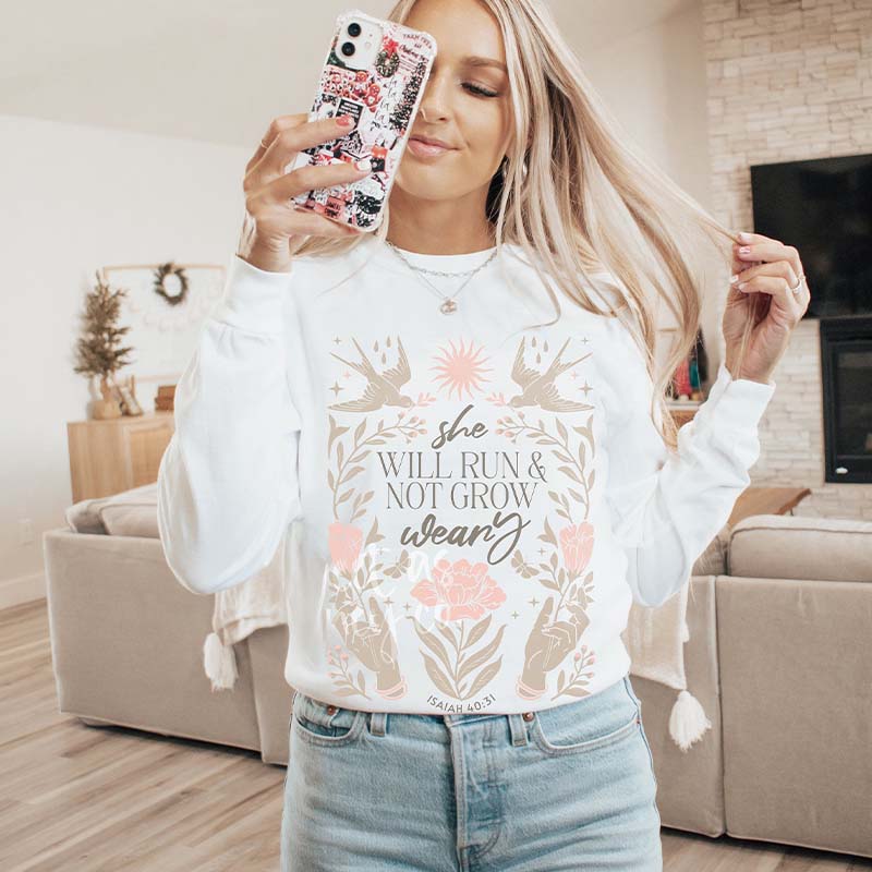 Boho Faith Bible Verse Long Sleeve Sweatshirt