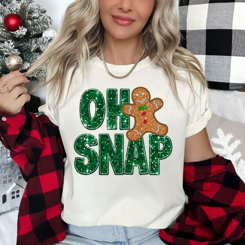 Oh Snap Gingerbread Print T-shirt