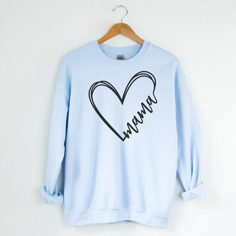 Mother's Day Mama Heart Print Sweatshirt