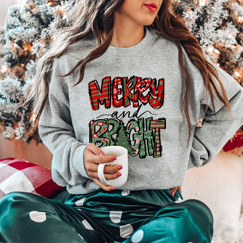 Merry and Bright Print Sweatshirt