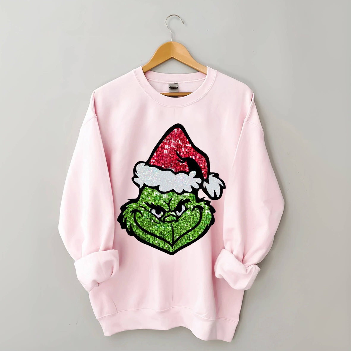 Sequin Christmas Face Print Sweatshirt