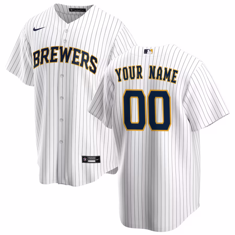 Men's Milwaukee Brewers Nike White Alternate Replica Custom Jersey - ujerseystore