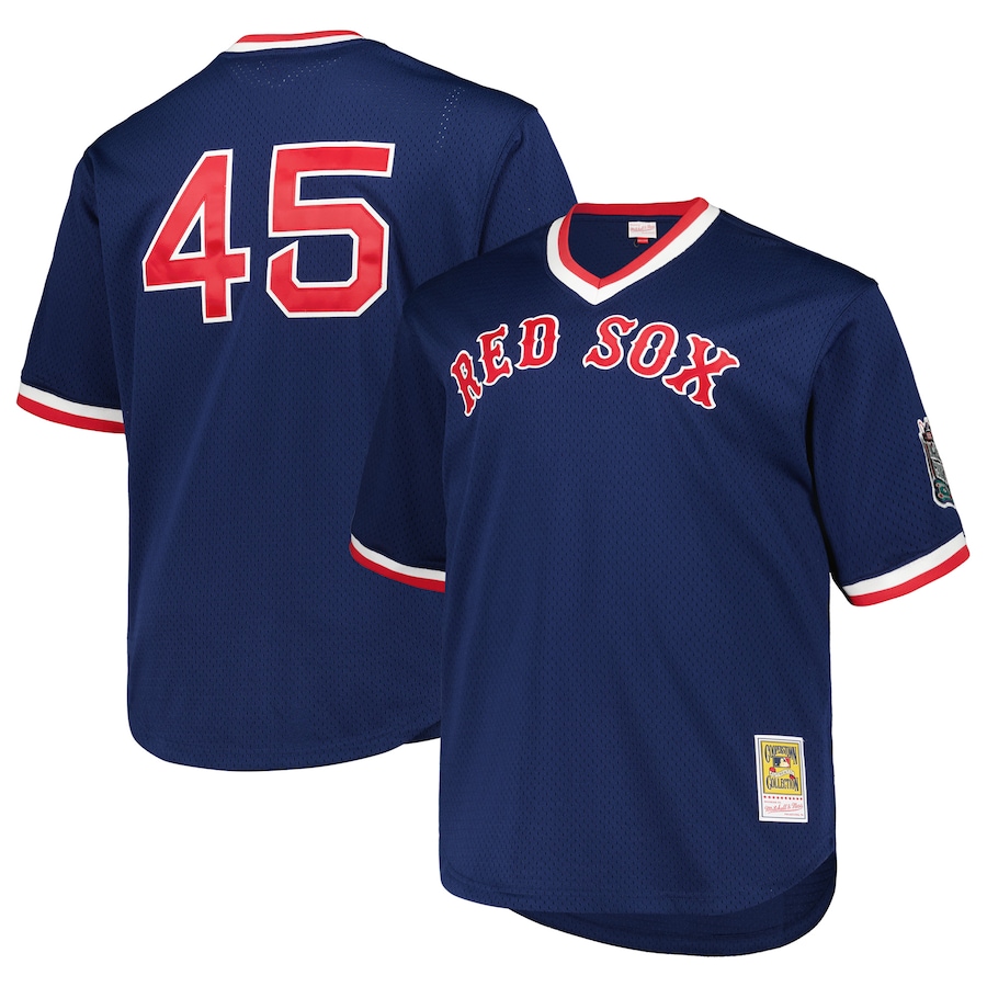 Men's Boston Red Sox Pedro Martinez Mitchell & Ness Navy 1999 Cooperstown Collection Mesh Pullover Jersey - ujerseystore