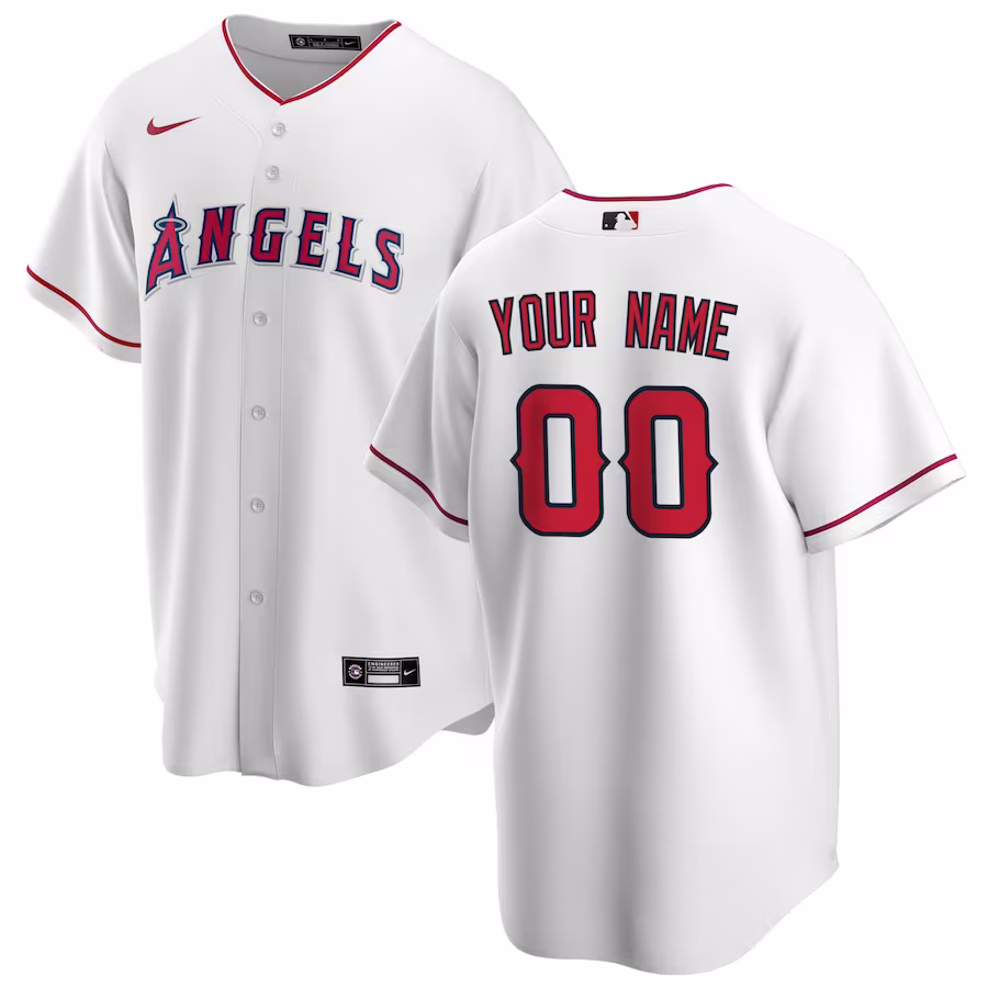 Men's Los Angeles Angels Nike White Home Replica Custom Jersey - ujerseystore