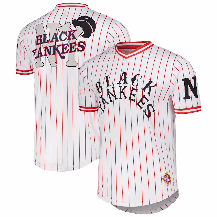 Men's Black Yankees Stitches White V-Neck Jersey - ujerseystore