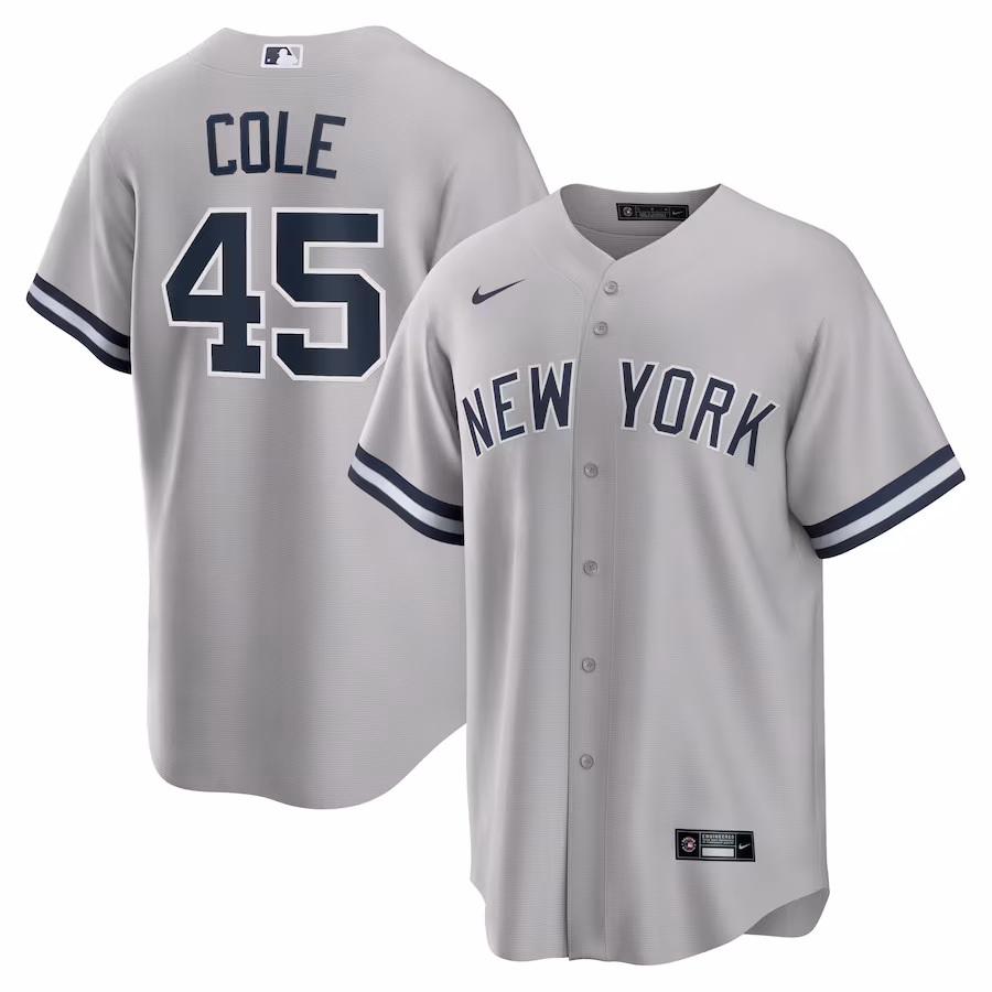 Men's New York Yankees Gerrit Cole Nike Gray Road Replica Player Name Jersey - ujerseystore