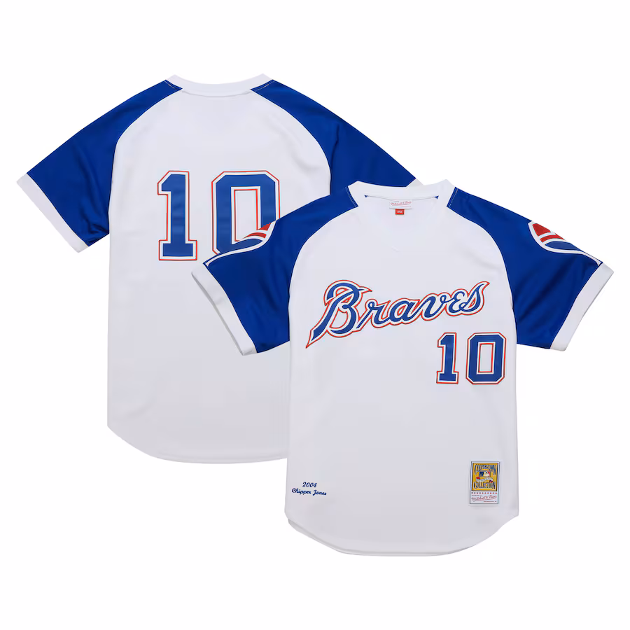 Men's Atlanta Braves Chipper Jones Mitchell & Ness White 2004 Cooperstown Collection Authentic Throwback Jersey - ujerseystore