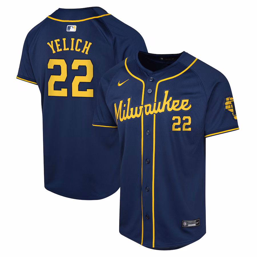 Youth Milwaukee Brewers Christian Yelich Nike Navy Alternate Limited Player Jersey - ujerseystore