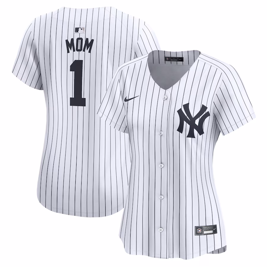 Women's New York Yankees Nike White #1 Mom Home Limited Jersey - ujerseystore