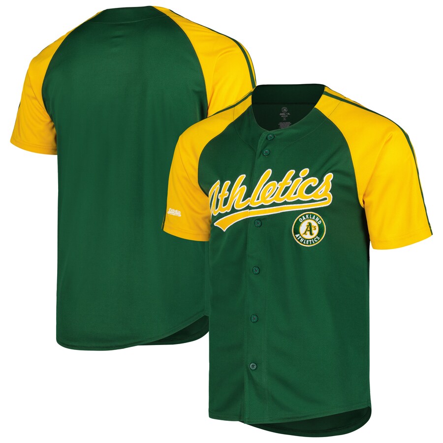 Men's Oakland Athletics Stitches Green Team Raglan Jersey - ujerseystore