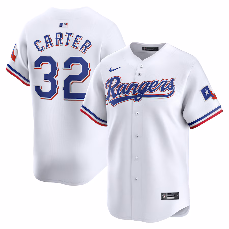 Men's Texas Rangers Evan Carter Nike White Home Limited Player Jersey - ujerseystore