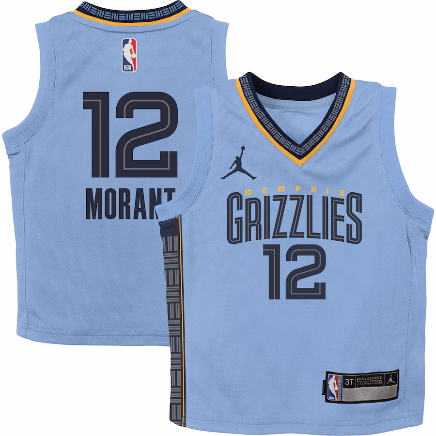 Preschool Memphis Grizzlies Ja Morant Jordan Brand Light Blue 2022/23 Statement Edition Jersey - ujerseystore