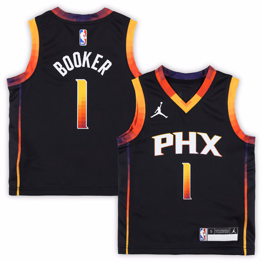 Preschool Phoenix Suns Devin Booker Jordan Brand Black 2022/23 Swingman Jersey - Statement Edition - ujerseystore