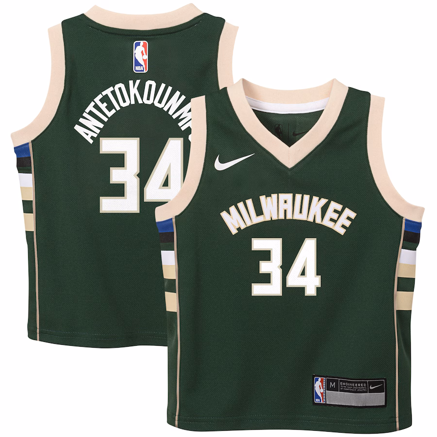 Preschool Milwaukee Bucks Giannis Antetokounmpo Nike Hunter Green Swingman Player Jersey - Icon Edition - ujerseystore