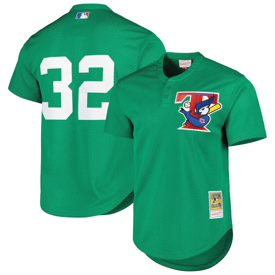 Men's Toronto Blue Jays Mitchell & Ness Green Cooperstown Collection Mesh Batting Practice Jersey - ujerseystore