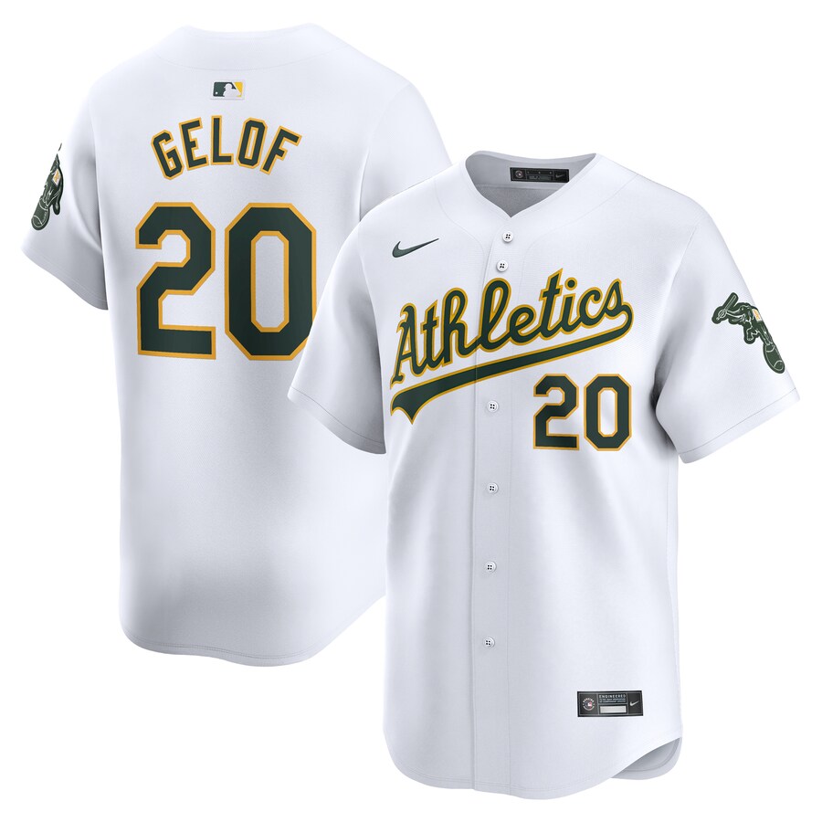 Men's Athletics Zack Gelof Nike White Home Limited Player Jersey - ujerseystore