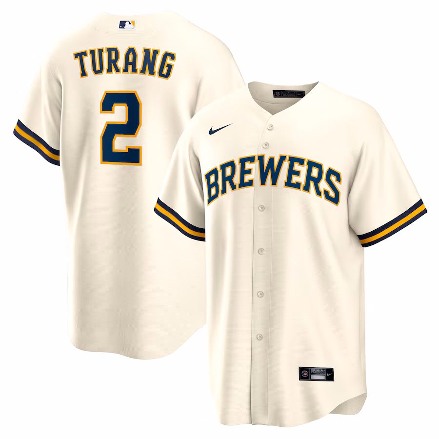 Men's Milwaukee Brewers Brice Turang Nike Cream Home Replica Jersey - ujerseystore