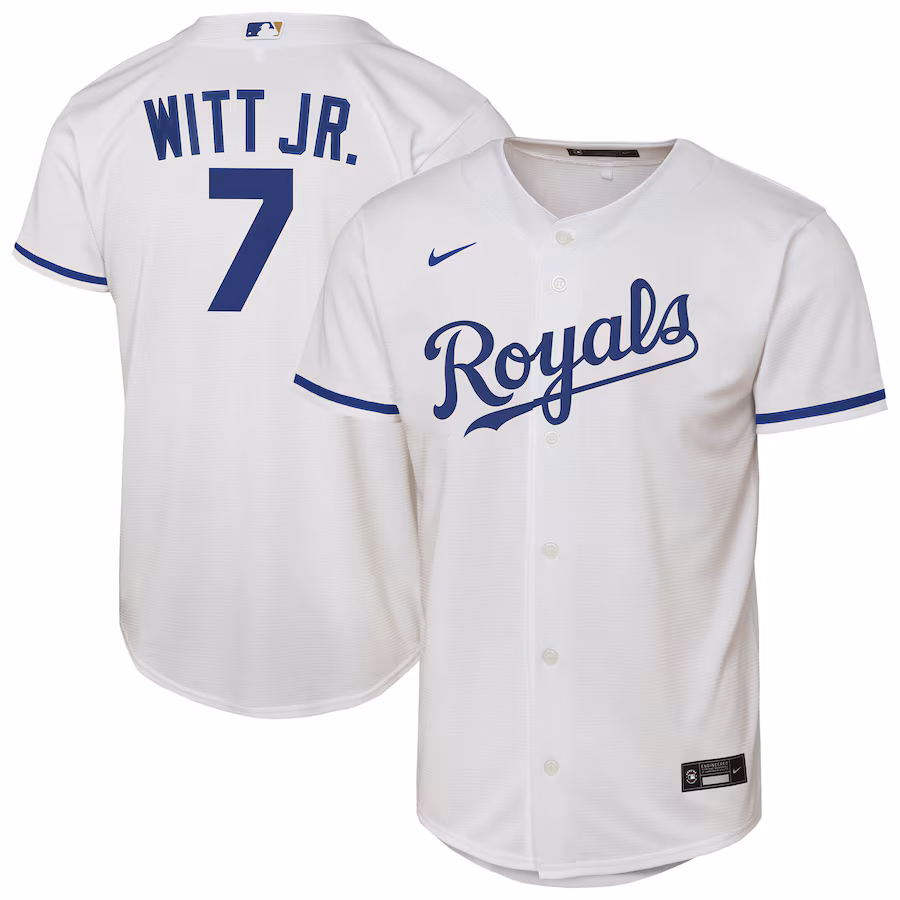 Youth Kansas City Royals Bobby Witt Jr. Nike White Home Replica Player Jersey - ujerseystore