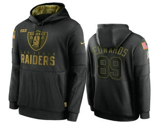 Men's Las Vegas Raiders #89 Bryan Edwards Black 2020 Salute To Service Sideline Performance Pullover Hoodie - ujerseystore