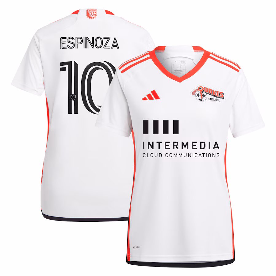Women's San Jose Earthquakes Cristian Espinoza adidas White 2024 The 50 Kit Replica Player Jersey - ujerseystore