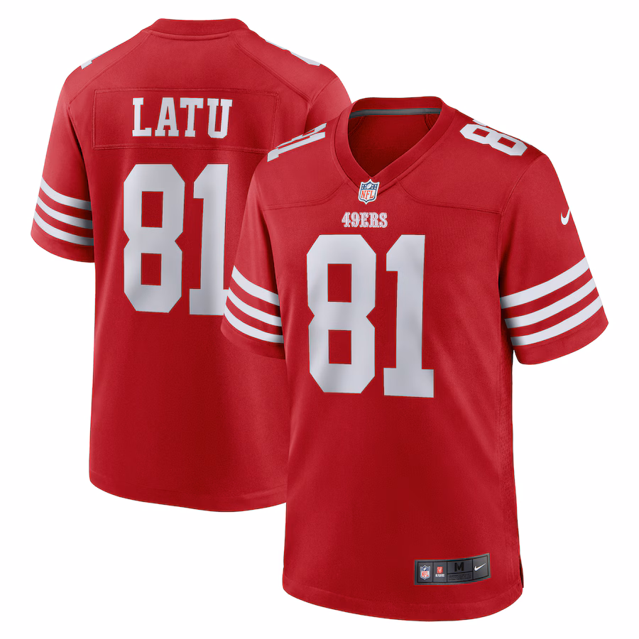 Men's San Francisco 49ers Cameron Latu Nike Scarlet Team Game Jersey - ujerseystore