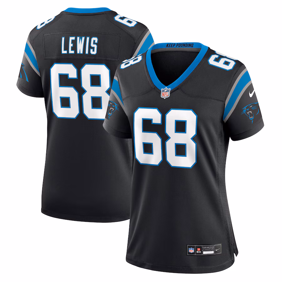 Women's Carolina Panthers Damien Lewis Nike Black Game Jersey - ujerseystore