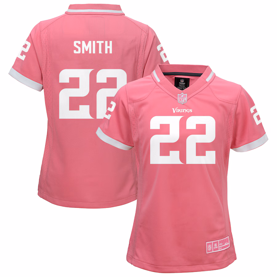 Youth Girls Minnesota Vikings Harrison Smith Pink Bubble Gum Jersey - ujerseystore