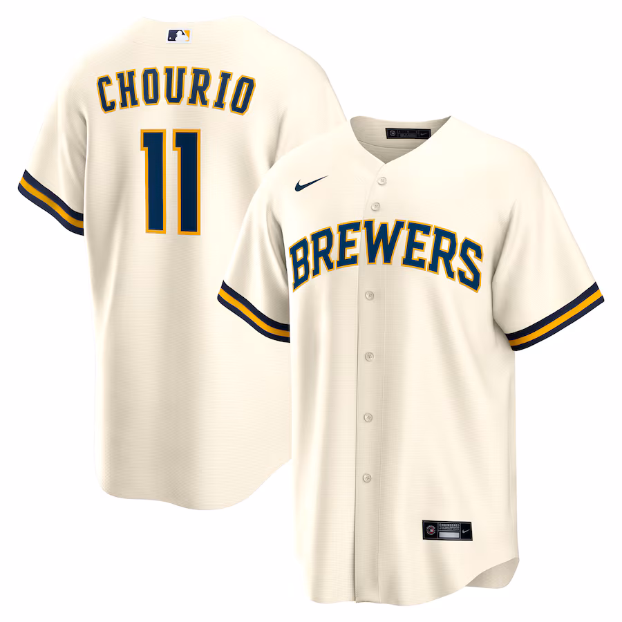Men's Milwaukee Brewers Jackson Chourio Nike Cream Home Replica Jersey - ujerseystore