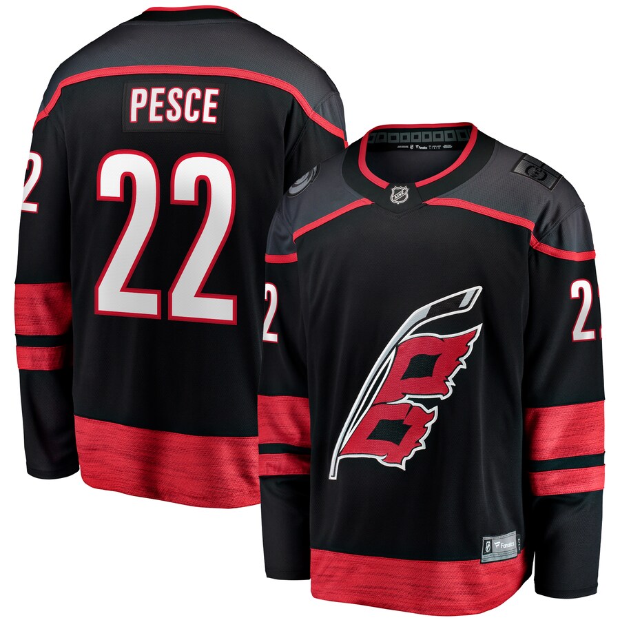 Men's Carolina Hurricanes Brett Pesce Fanatics Branded Black Home Breakaway Jersey - ujerseystore