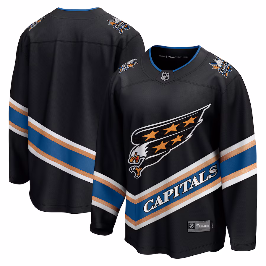 Men's Washington Capitals Fanatics Black Alternate 50th Anniversary Breakaway Jersey - ujerseystore