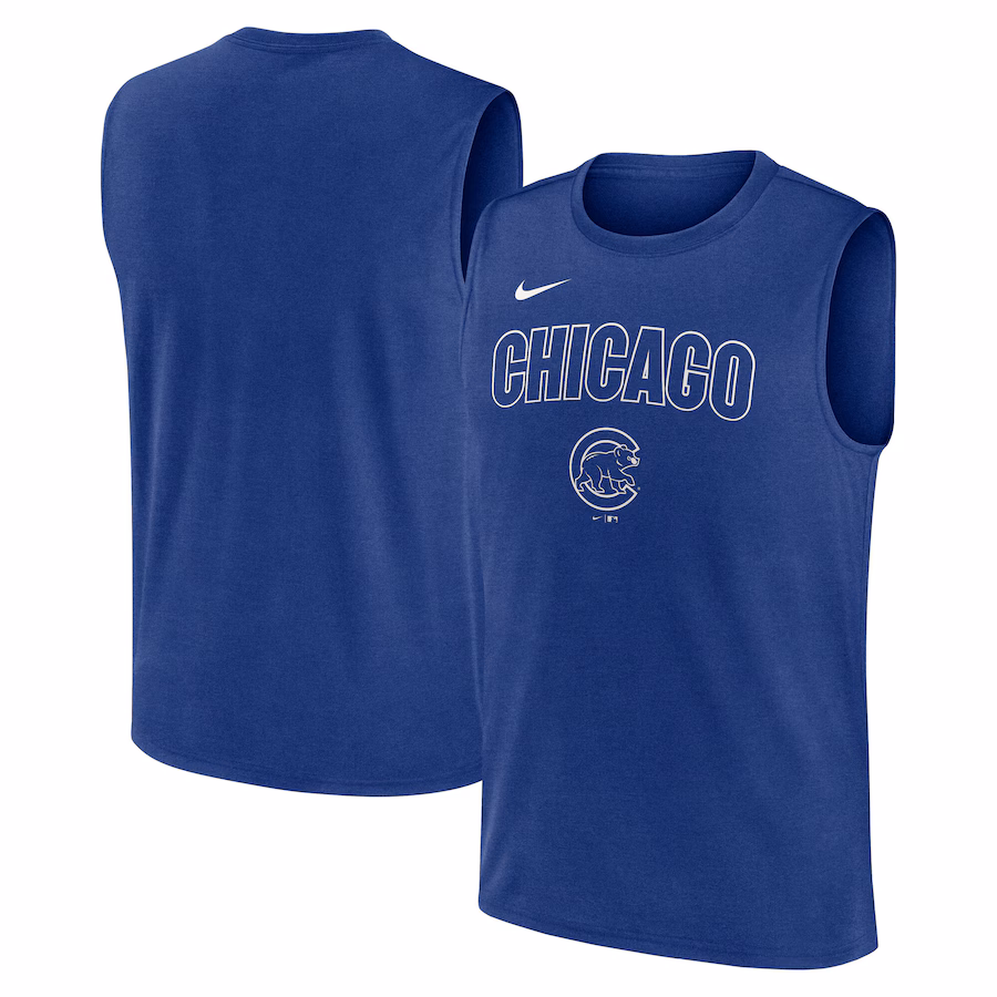 Men's Chicago Cubs Nike Royal Knockout Performance Muscle Tank Top - ujerseystore