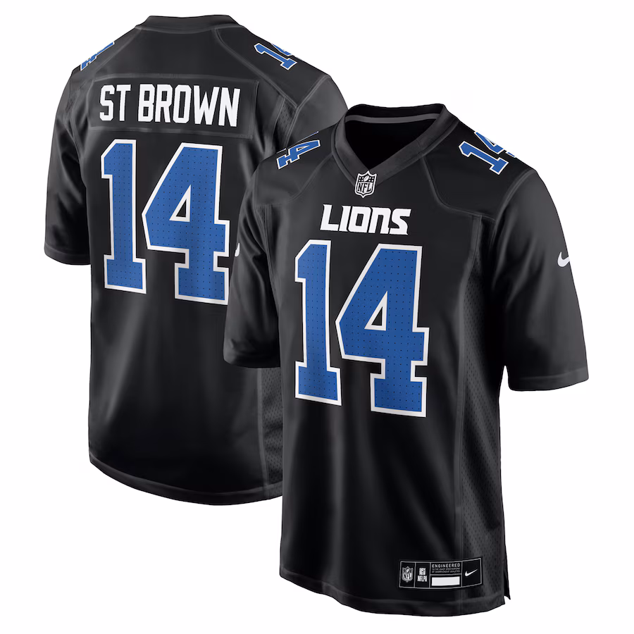 Men's Detroit Lions Amon-Ra St. Brown Nike Carbon Black Carbon Fashion Jersey - ujerseystore