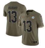 Men's Miami Dolphins #13 Dan Marino 2022 Olive Salute To Service Limited Stitched Jersey - ujerseystore