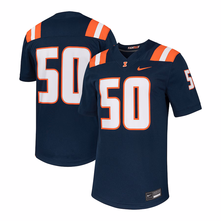 Men's Nike #50 Navy Illinois Fighting Illini Untouchable Football Replica Jersey - ujerseystore