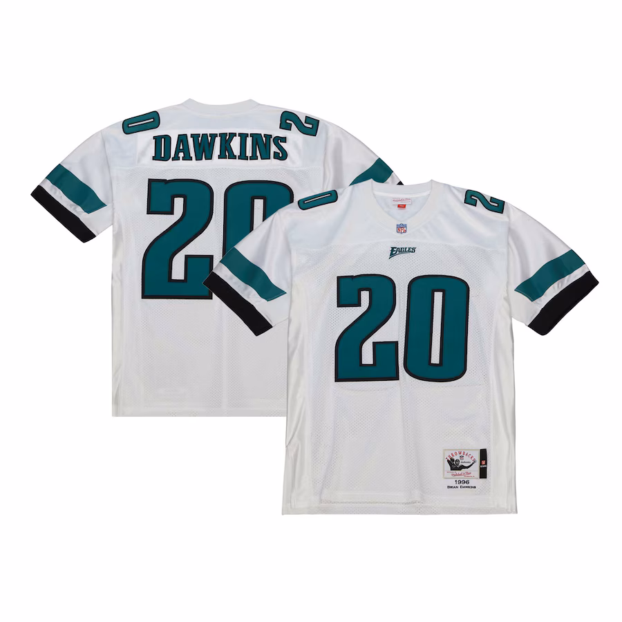 Men's Philadelphia Eagles 1996 Brian Dawkins Mitchell & Ness White Authentic Throwback Retired Player Jersey - ujerseystore