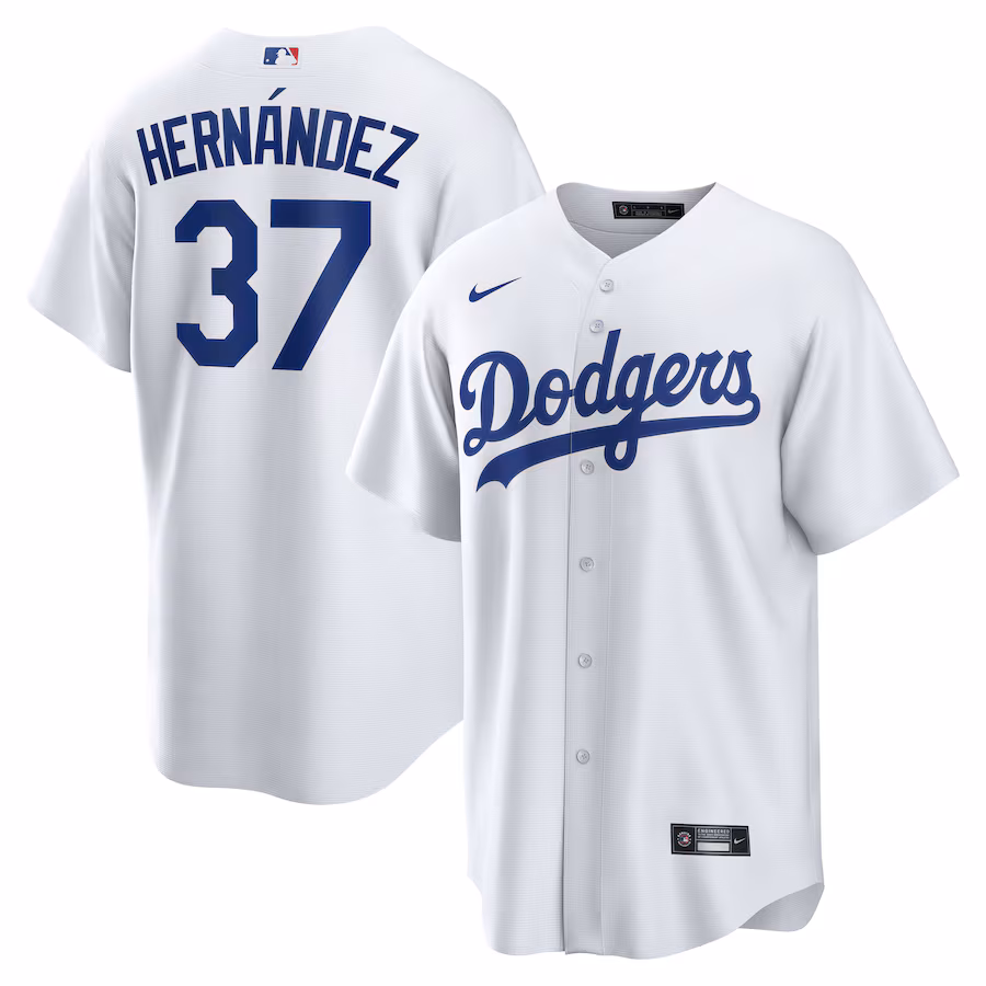 Men's Los Angeles Dodgers Teoscar Hernandez Nike White Home Replica Jersey - ujerseystore