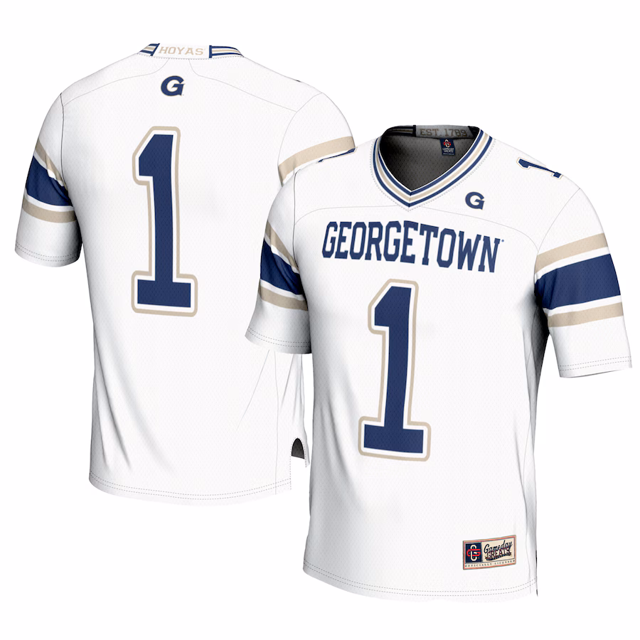 Men's GameDay Greats #1 White Georgetown Hoyas Football Jersey - ujerseystore