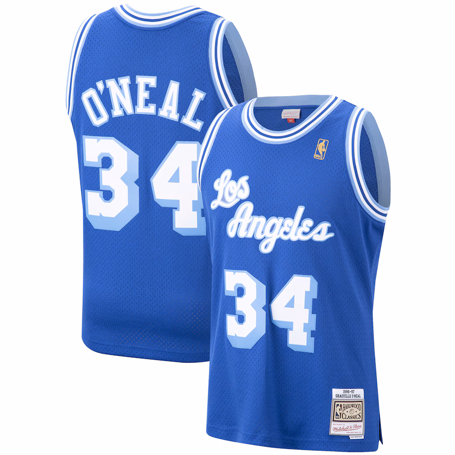 Men's Los Angeles Lakers Shaquille O'Neal Mitchell & Ness Royal Hardwood Classics Swingman Jersey - ujerseystore